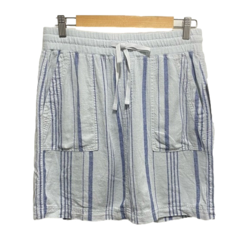 NWT SPLENDID Linen Blend Blue Stripe Drawstring SKIRT MEDIUM Bin P